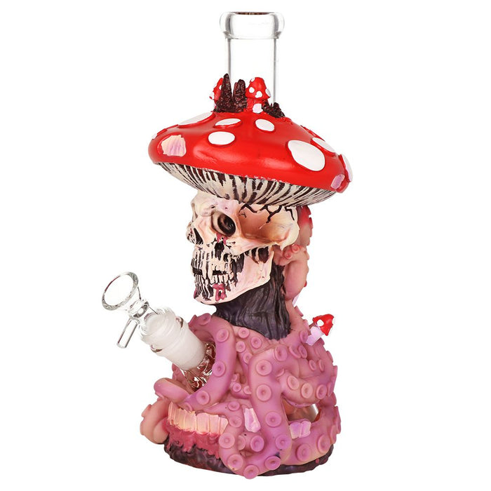 Mushroom Skull Tentacle Glass & Vinyl Bong - 10.5"