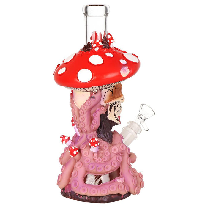 Mushroom Skull Tentacle Glass & Vinyl Bong - 10.5"