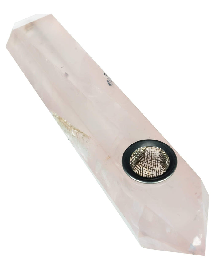 Natural Rose Pink Quartz Stone Pipe DankStop