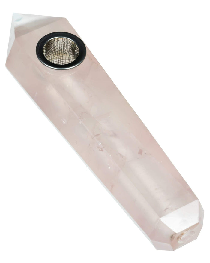 Natural Rose Pink Quartz Stone Pipe DankStop