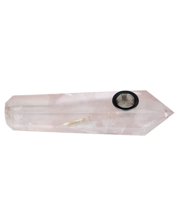 Natural Rose Pink Quartz Stone Pipe DankStop
