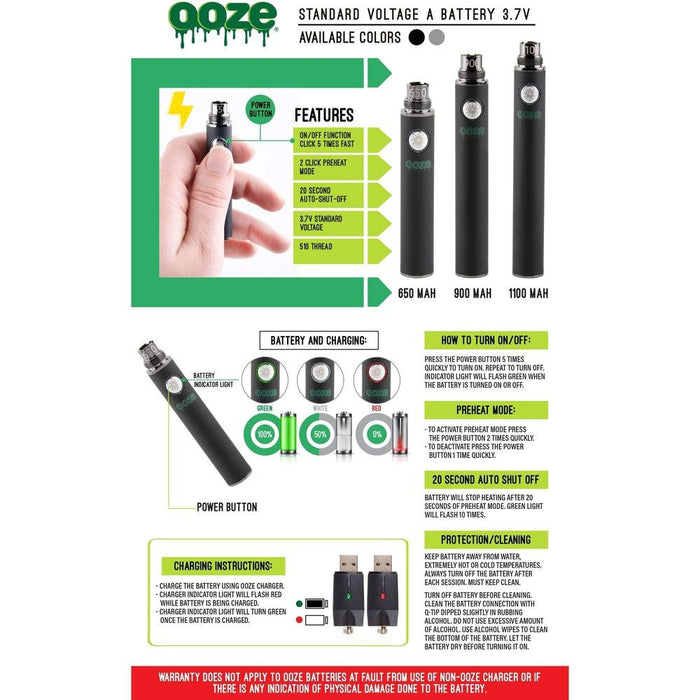 Ooze 650 Vape Pen Battery - 5 Pack
