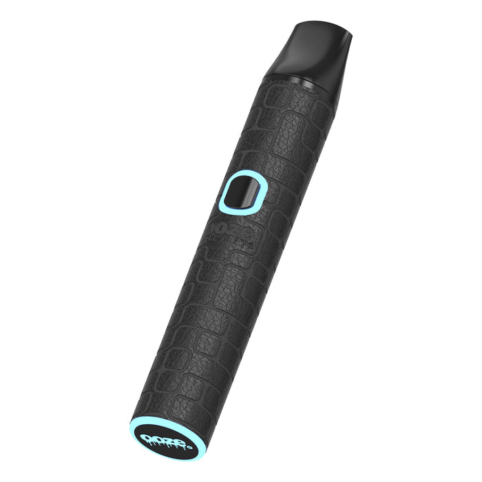 Black textured Flower vape pen with blue accents on a white background