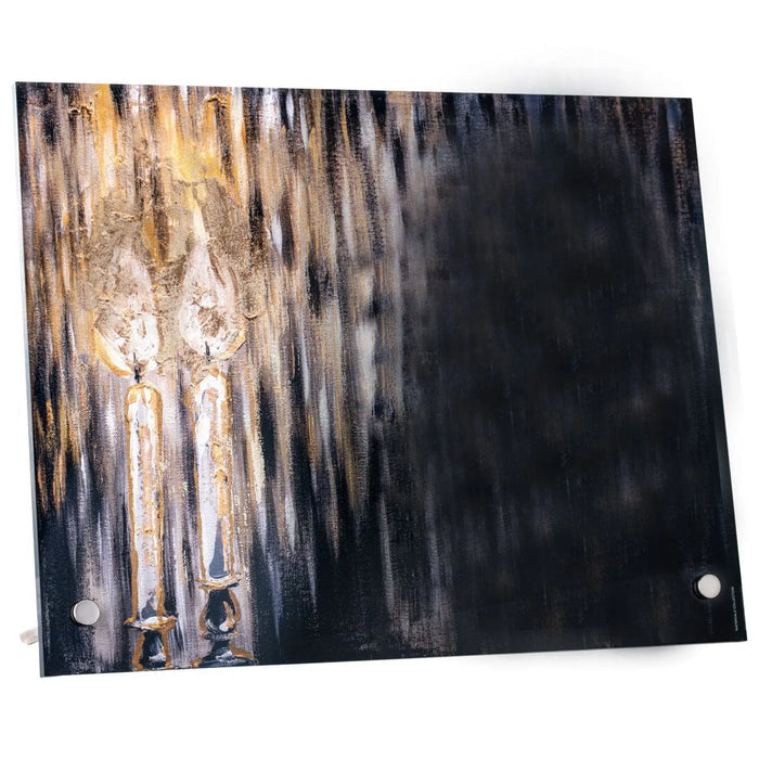 Black marble painted candles custom tabletop print plaque with dripping effect design by Waterdale Collection