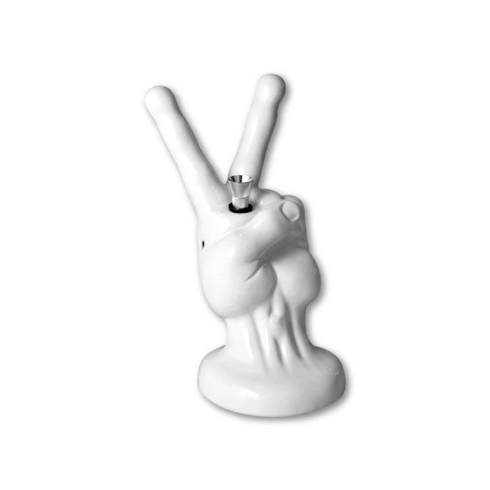 Peace Sign Hand Ceramic Water Pipe WorldofBongs