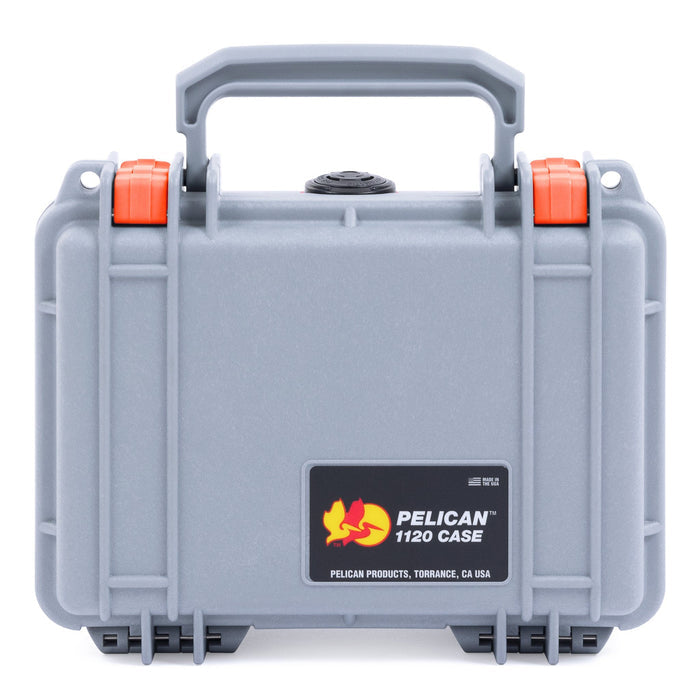 Pelican 1120 Case, Silver with Orange Latches ColorCase