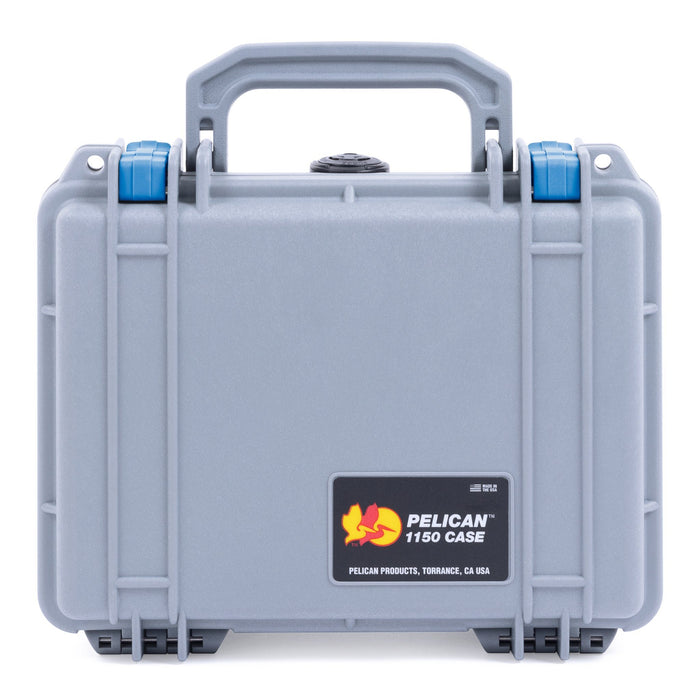 Pelican 1150 Case, Silver with Blue Latches ColorCase