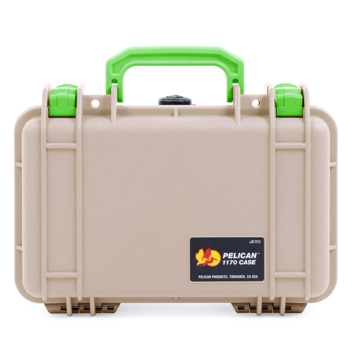 Pelican 1170 Case - Desert Tan & Lime Green - None (Case Only)