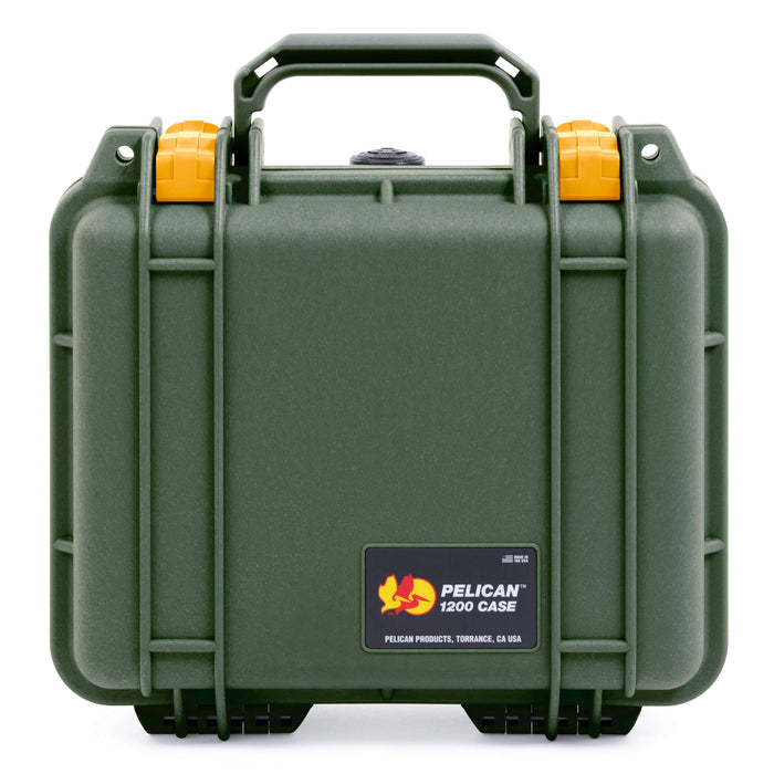 Pelican 1200 Case, OD Green with Yellow Latches ColorCase