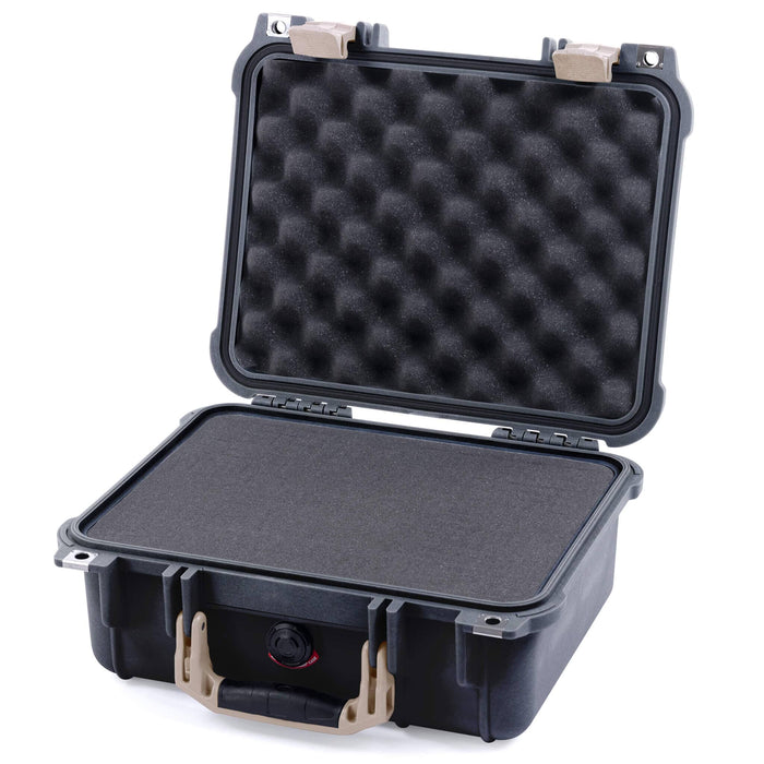Pelican 1400 Case - Black & Desert Tan - Pick & Pluck Foam / Convolute Lid Foam