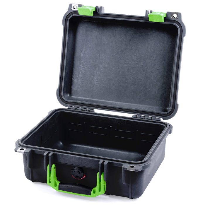 Pelican 1400 Protector Case - Black Case with Lime Green Handle and Latches - Empty