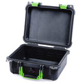 Pelican 1400 Protector Case - Black Case with Lime Green Handle and Latches - Empty