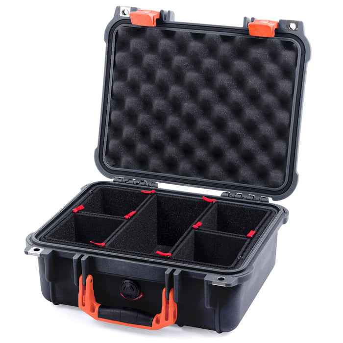 Pelican 1400 Case - Black & Orange - TrekPak Divider System / Convolute Lid Foam