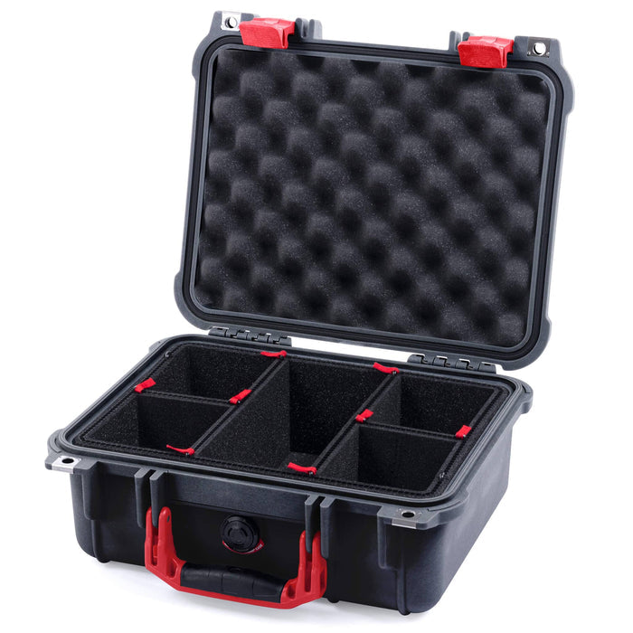 Pelican 1400 Case - Black & Red - TrekPak Divider System / Convolute Lid Foam