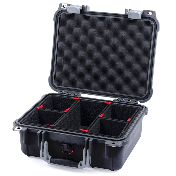 Pelican 1400 Case - Black & Silver - TrekPak Divider System / Convolute Lid Foam