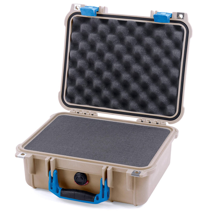 Pelican 1400 Case - Desert Tan & Blue - Pick & Pluck Foam / Convolute Lid Foam