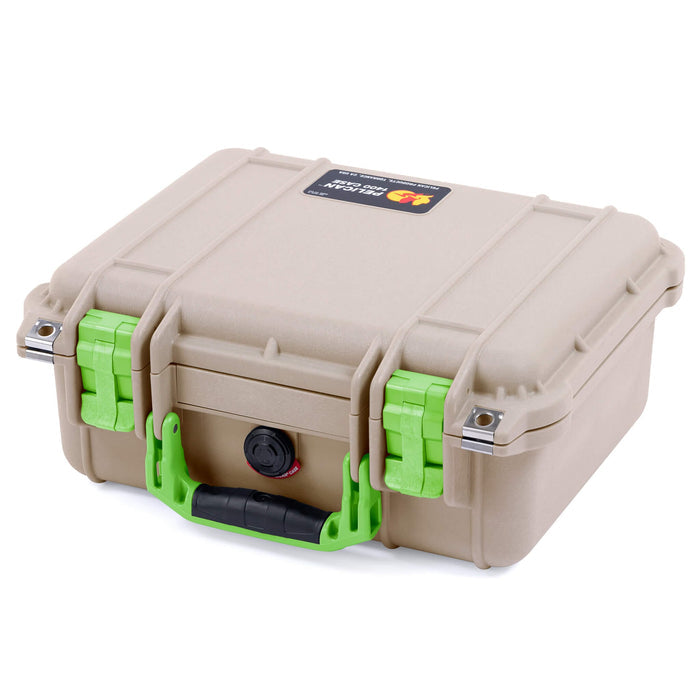 Pelican 1400 Case - Desert Tan & Lime Green - Empty