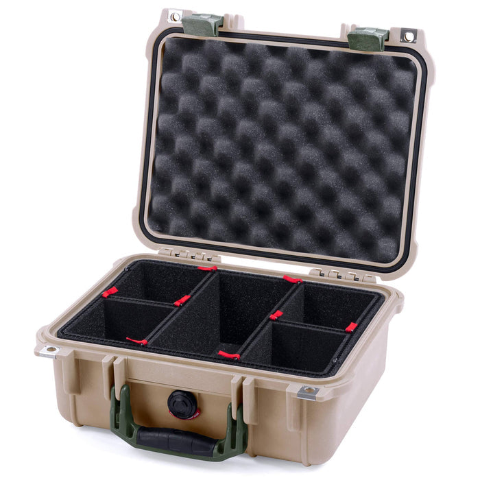 Pelican 1400 Case - Desert Tan & OD Green - TrekPak Divider System / Convolute Lid Foam