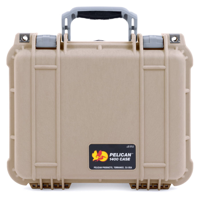 Pelican 1400 Case - Desert Tan & Silver - Empty