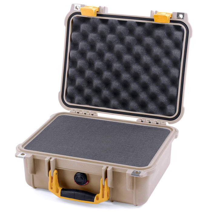 Pelican 1400 Case - Desert Tan & Yellow - Pick & Pluck Foam / Convolute Lid Foam