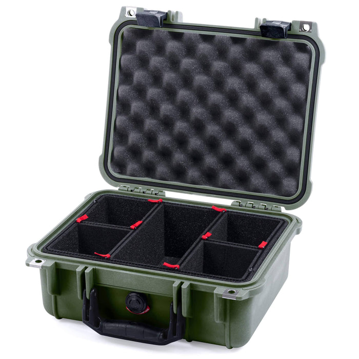 Pelican 1400 Case - OD Green & Black - TrekPak Divider System / Convolute Lid Foam