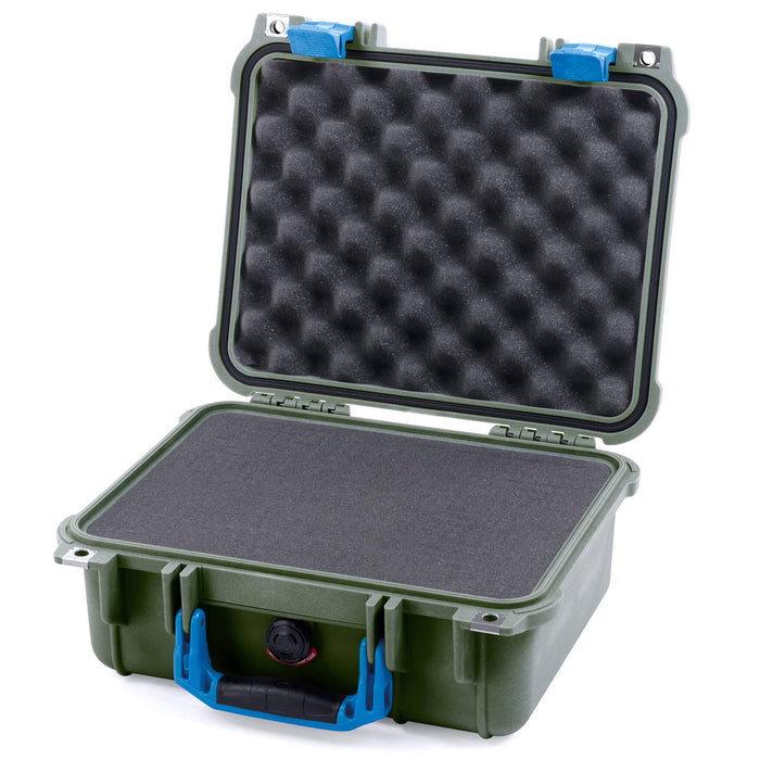 Pelican 1400 Case - OD Green & Blue - Pick & Pluck Foam / Convolute Lid Foam