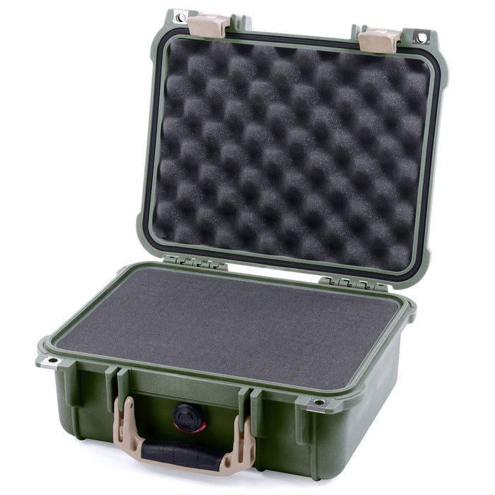 Pelican 1400 Case - OD Green & Desert Tan - Pick & Pluck Foam / Convolute Lid Foam