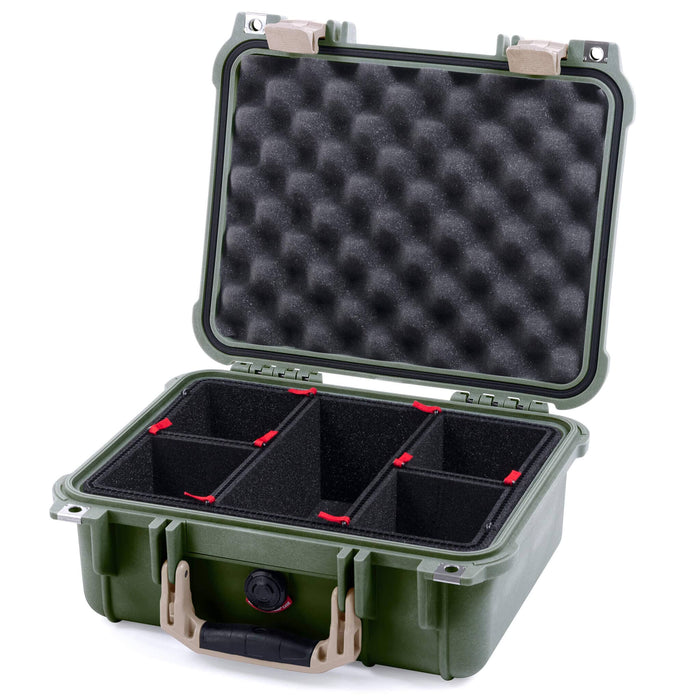Pelican 1400 Case - OD Green & Desert Tan - TrekPak Divider System / Convolute Lid Foam