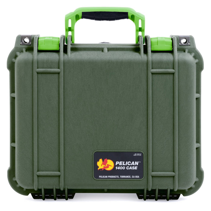 Pelican 1400 Case - OD Green & Lime Green - Empty
