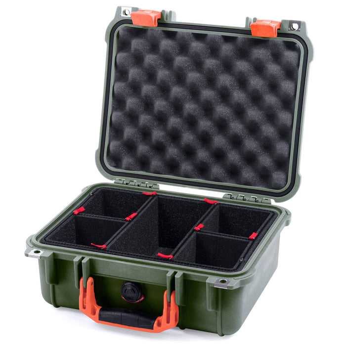 Pelican 1400 Case - OD Green & Orange - TrekPak Divider System / Convolute Lid Foam