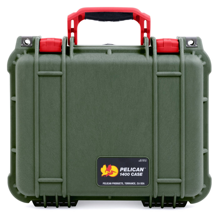 Pelican 1400 Case - OD Green & Red - Empty