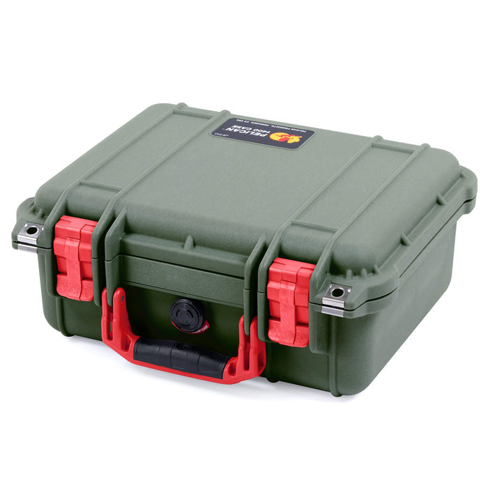 Pelican 1400 Case - OD Green & Red - Empty