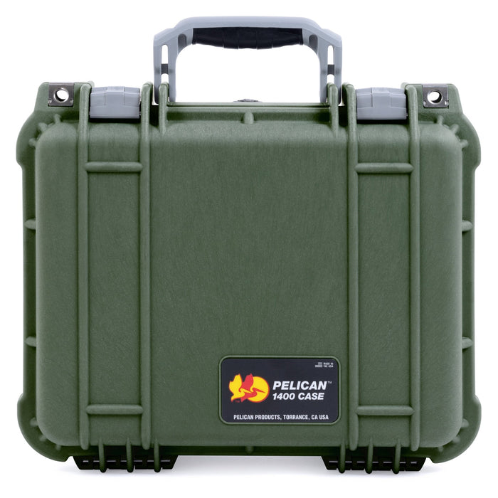 Pelican 1400 Case - OD Green & Silver - Empty