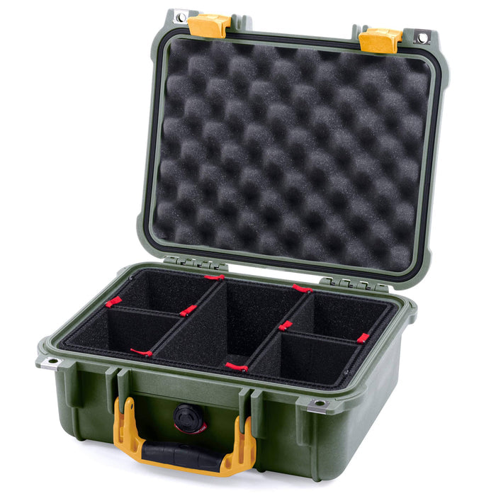 Pelican 1400 Case - OD Green & Yellow - TrekPak Divider System / Convolute Lid Foam
