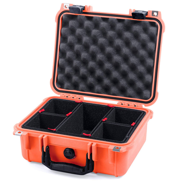 Pelican 1400 Case - Orange & Black - TrekPak Divider System / Convolute Lid Foam