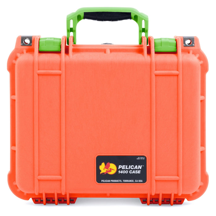 Pelican 1400 Case - Orange & Lime Green - Empty