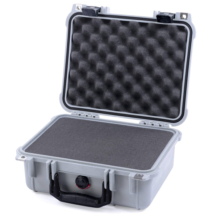 Pelican 1400 Case - Silver & Black - Pick & Pluck Foam / Convolute Lid Foam