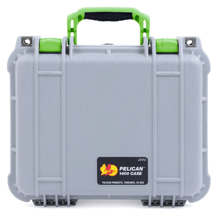 Pelican 1400 Case - Silver & Lime Green - Empty