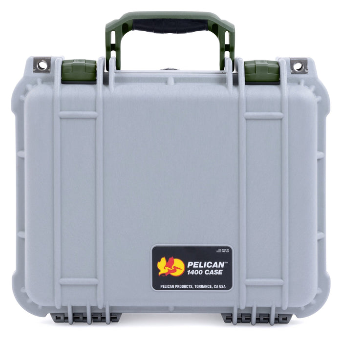 Pelican 1400 Case - Silver & OD Green - Empty