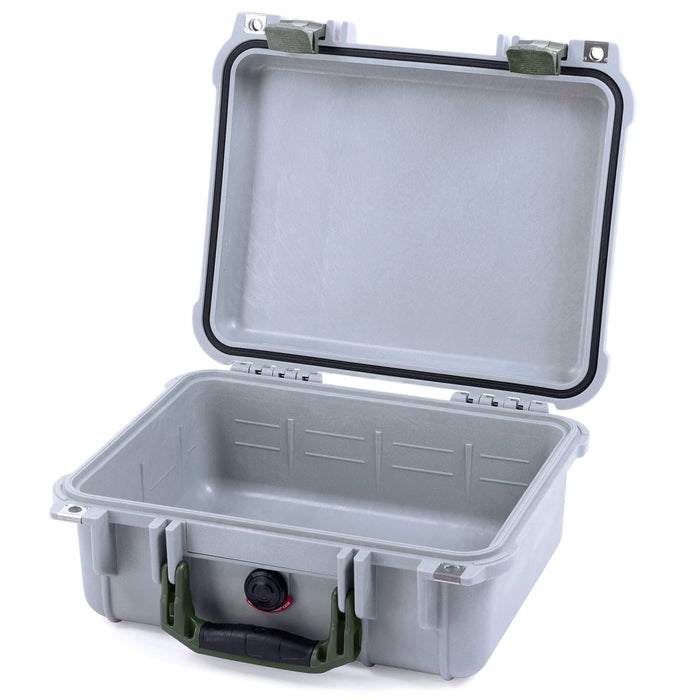 Pelican 1400 Case - Silver & OD Green - Empty
