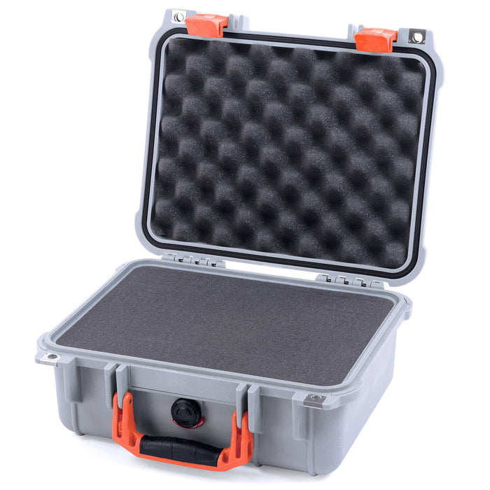Pelican 1400 Case - Silver & Orange - Pick & Pluck Foam / Convolute Lid Foam
