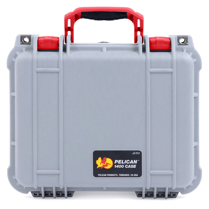 Pelican 1400 Case - Silver & Red - Empty