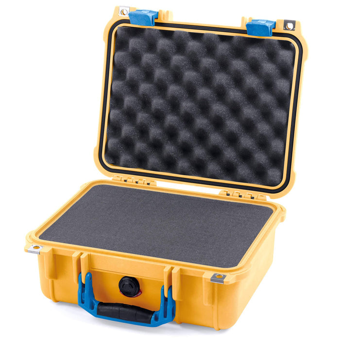 Pelican 1400 Case - Yellow & Blue - Pick & Pluck Foam / Convolute Lid Foam