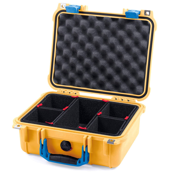 Pelican 1400 Case - Yellow & Blue - TrekPak Divider System / Convolute Lid Foam