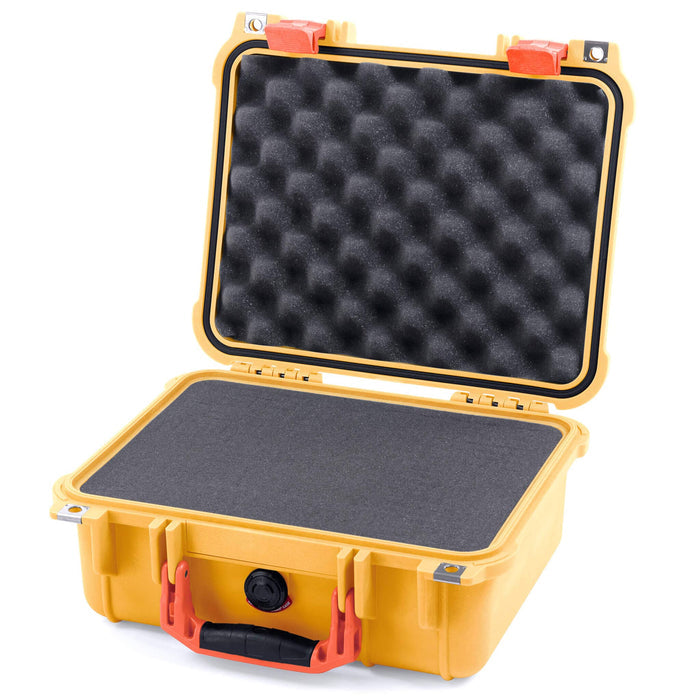 Pelican 1400 Case - Yellow & Orange - Pick & Pluck Foam / Convolute Lid Foam
