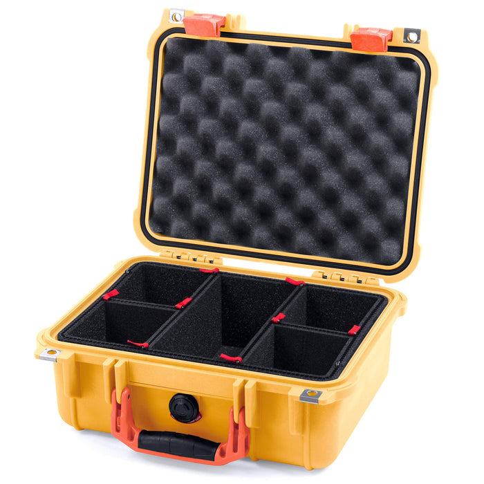 Pelican 1400 Case - Yellow & Orange - TrekPak Divider System / Convolute Lid Foam