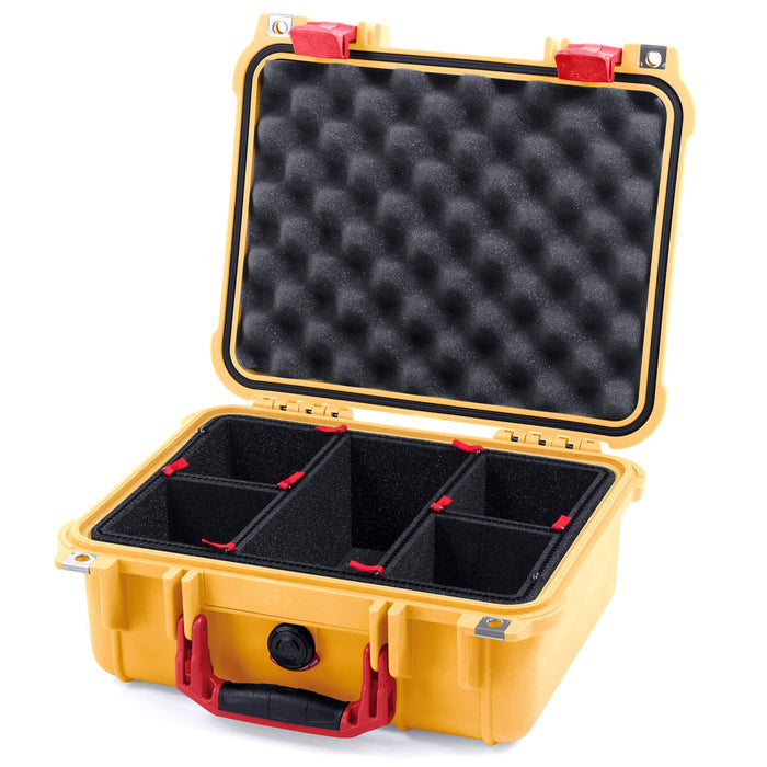 Pelican 1400 Case - Yellow & Red - TrekPak Divider System / Convolute Lid Foam