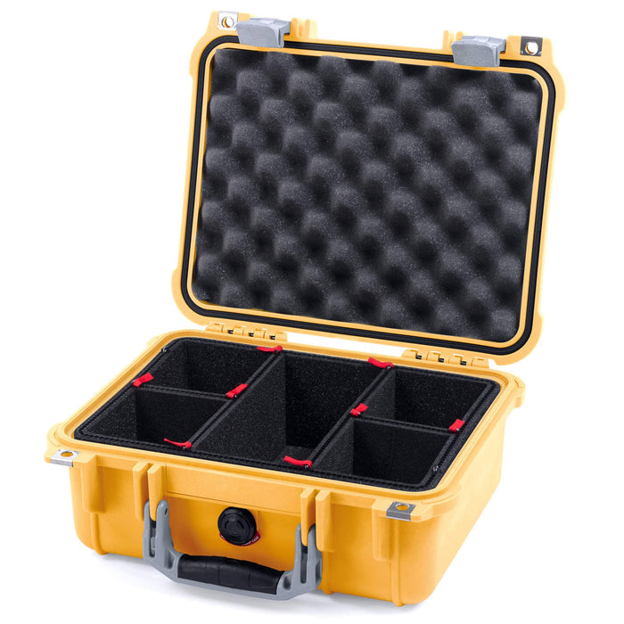 Pelican 1400 Case - Yellow & Silver - TrekPak Divider System / Convolute Lid Foam