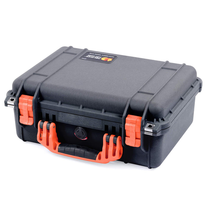 Pelican 1450 Case, Black with Orange Handle & Latches ColorCase
