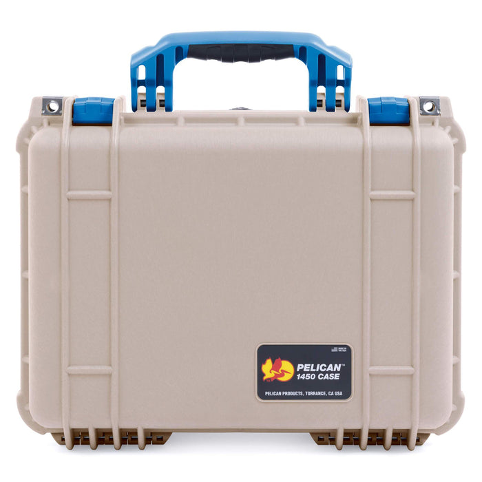 Pelican 1450 Case, Desert Tan with Blue Handle & Latches ColorCase